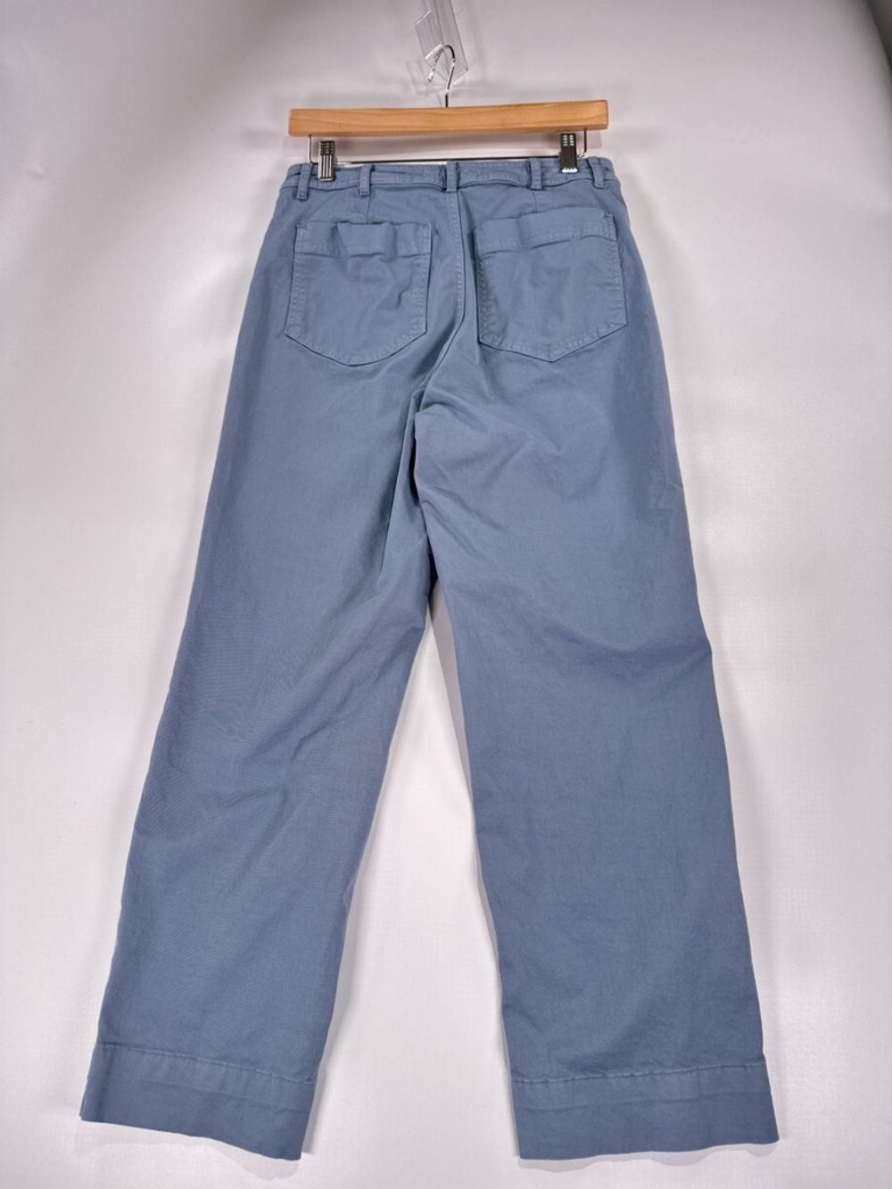 Everlane Wide Leg Crop Pants High Rise Patch Pocket Cotton Stretch Slate Blue 4 - Picture 4 of 12
